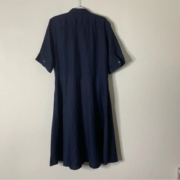 Lauren Ralph Lauren Womens tie front navy 100% linen shirt dress 18 - Picture 10 of 10